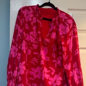 Floral Red and Pink Women's Top